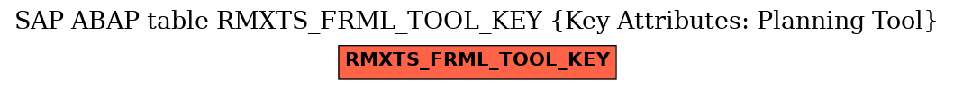 E-R Diagram for table RMXTS_FRML_TOOL_KEY (Key Attributes: Planning Tool)