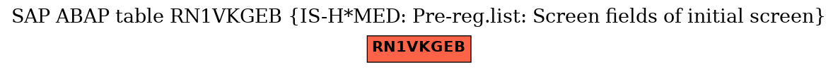 E-R Diagram for table RN1VKGEB (IS-H*MED: Pre-reg.list: Screen fields of initial screen)