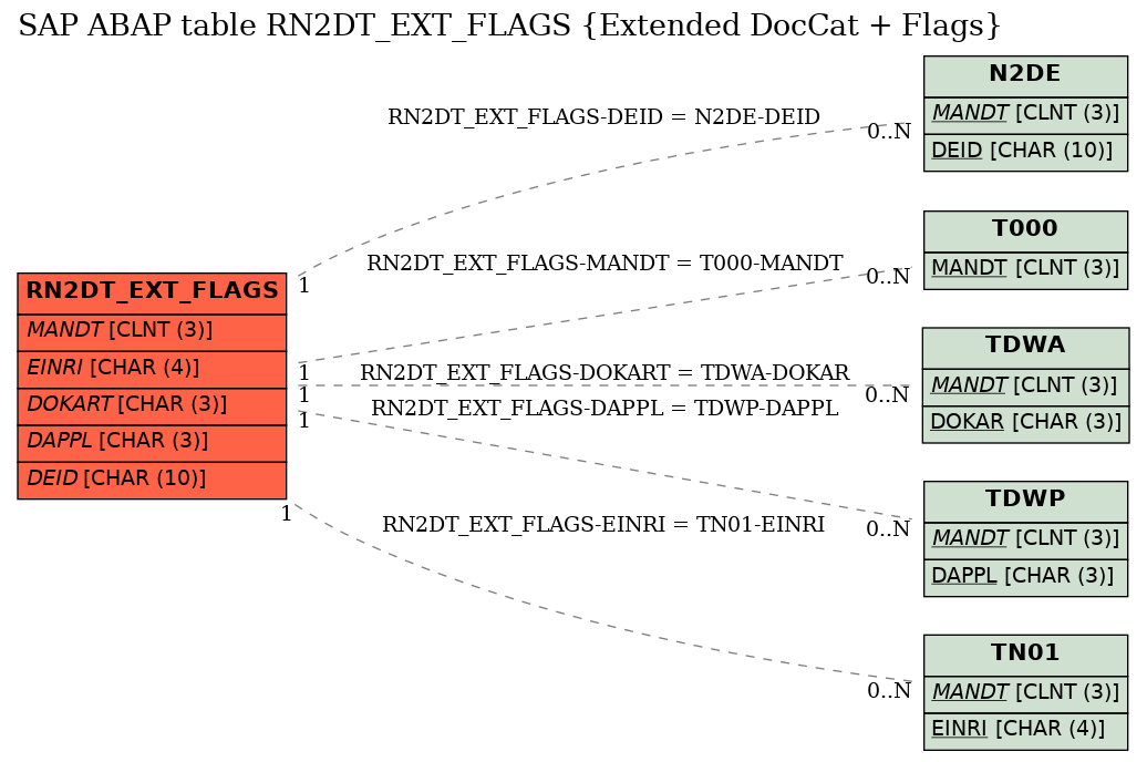 E-R Diagram for table RN2DT_EXT_FLAGS (Extended DocCat + Flags)