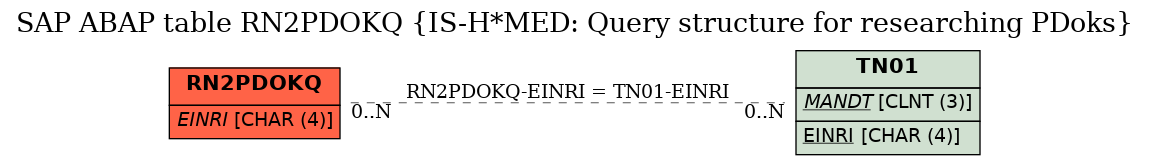 E-R Diagram for table RN2PDOKQ (IS-H*MED: Query structure for researching PDoks)