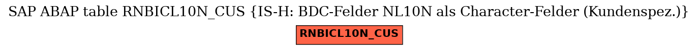 E-R Diagram for table RNBICL10N_CUS (IS-H: BDC-Felder NL10N als Character-Felder (Kundenspez.))