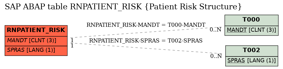 E-R Diagram for table RNPATIENT_RISK (Patient Risk Structure)