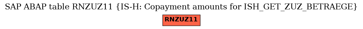 E-R Diagram for table RNZUZ11 (IS-H: Copayment amounts for ISH_GET_ZUZ_BETRAEGE)