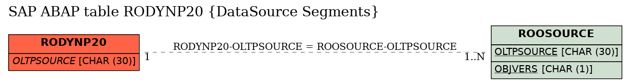 E-R Diagram for table RODYNP20 (DataSource Segments)