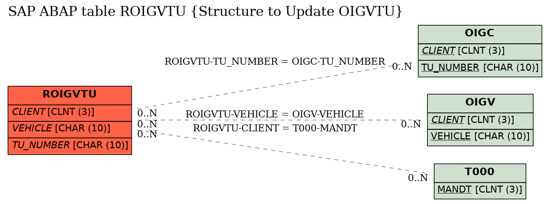 E-R Diagram for table ROIGVTU (Structure to Update OIGVTU)