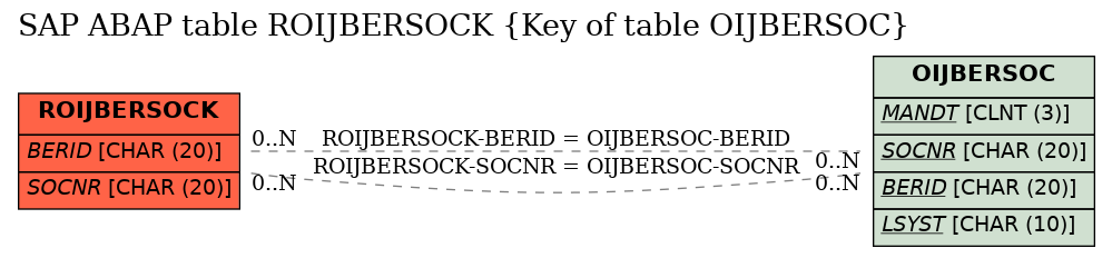 E-R Diagram for table ROIJBERSOCK (Key of table OIJBERSOC)