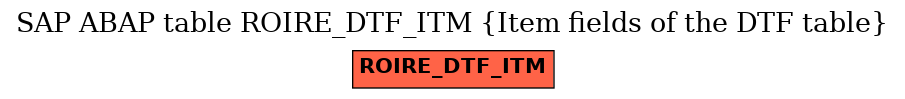 E-R Diagram for table ROIRE_DTF_ITM (Item fields of the DTF table)
