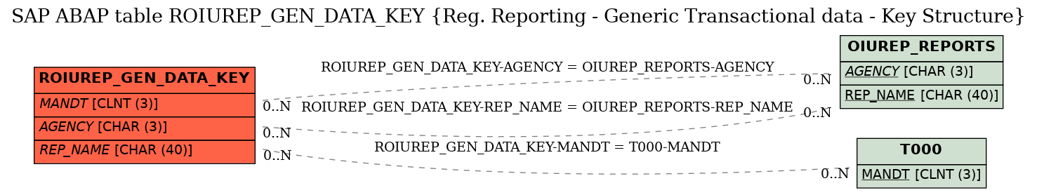 E-R Diagram for table ROIUREP_GEN_DATA_KEY (Reg. Reporting - Generic Transactional data - Key Structure)