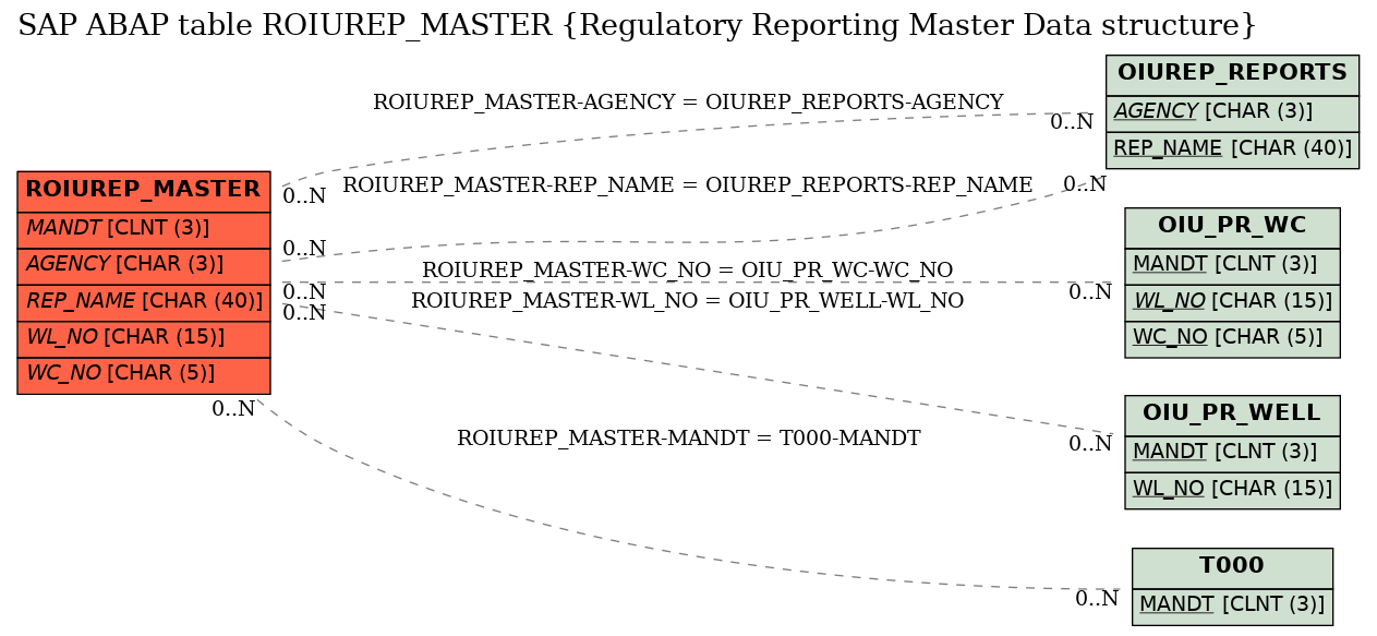 E-R Diagram for table ROIUREP_MASTER (Regulatory Reporting Master Data structure)