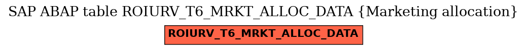 E-R Diagram for table ROIURV_T6_MRKT_ALLOC_DATA (Marketing allocation)