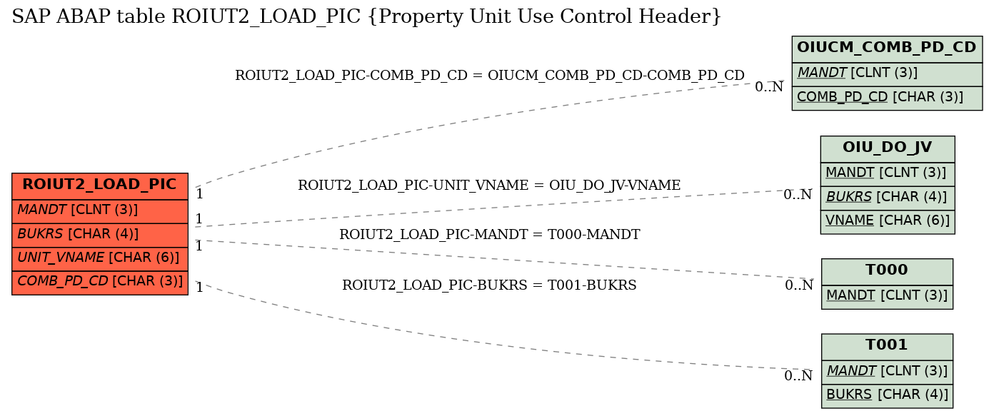 E-R Diagram for table ROIUT2_LOAD_PIC (Property Unit Use Control Header)