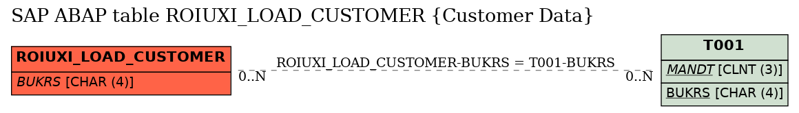 E-R Diagram for table ROIUXI_LOAD_CUSTOMER (Customer Data)