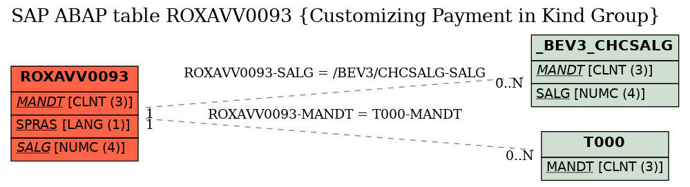 E-R Diagram for table ROXAVV0093 (Customizing Payment in Kind Group)