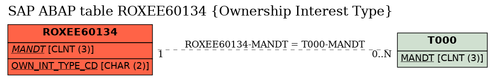 E-R Diagram for table ROXEE60134 (Ownership Interest Type)