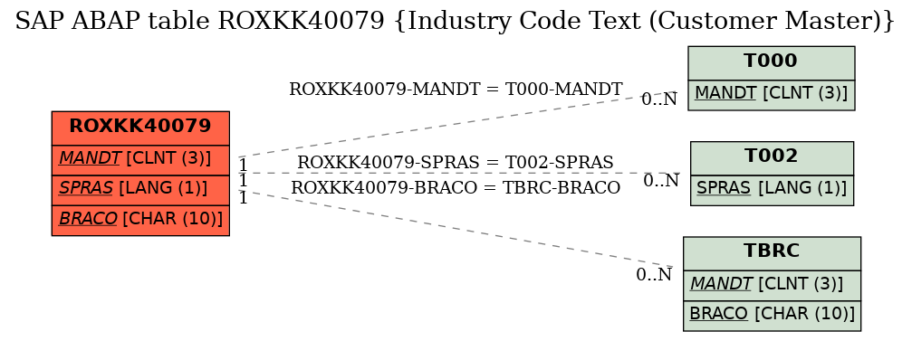 E-R Diagram for table ROXKK40079 (Industry Code Text (Customer Master))