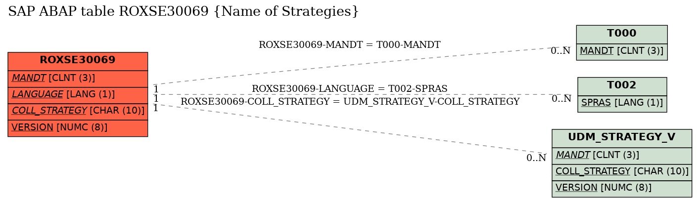 E-R Diagram for table ROXSE30069 (Name of Strategies)