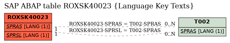 E-R Diagram for table ROXSK40023 (Language Key Texts)