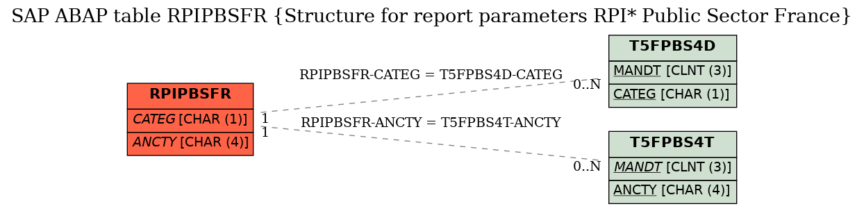 E-R Diagram for table RPIPBSFR (Structure for report parameters RPI* Public Sector France)