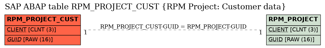 E-R Diagram for table RPM_PROJECT_CUST (RPM Project: Customer data)