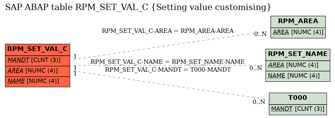 E-R Diagram for table RPM_SET_VAL_C (Setting value customising)