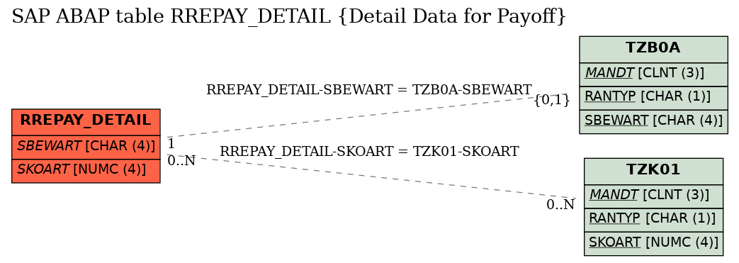 E-R Diagram for table RREPAY_DETAIL (Detail Data for Payoff)