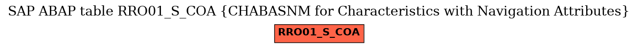 E-R Diagram for table RRO01_S_COA (CHABASNM for Characteristics with Navigation Attributes)