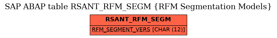 E-R Diagram for table RSANT_RFM_SEGM (RFM Segmentation Models)