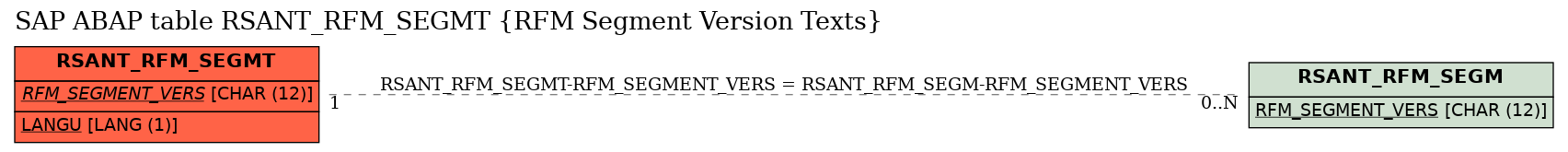 E-R Diagram for table RSANT_RFM_SEGMT (RFM Segment Version Texts)