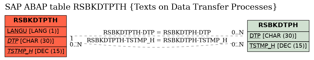 E-R Diagram for table RSBKDTPTH (Texts on Data Transfer Processes)