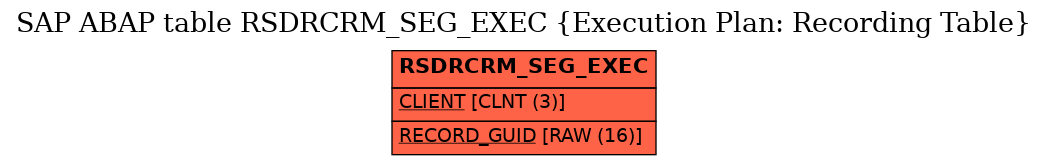 E-R Diagram for table RSDRCRM_SEG_EXEC (Execution Plan: Recording Table)