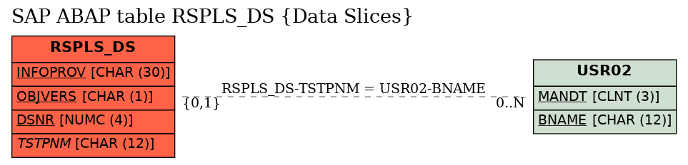 E-R Diagram for table RSPLS_DS (Data Slices)