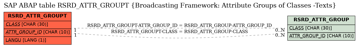 E-R Diagram for table RSRD_ATTR_GROUPT (Broadcasting Framework: Attribute Groups of Classes -Texts)