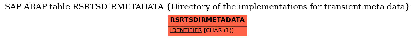 E-R Diagram for table RSRTSDIRMETADATA (Directory of the implementations for transient meta data)