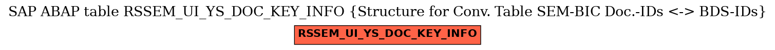 E-R Diagram for table RSSEM_UI_YS_DOC_KEY_INFO (Structure for Conv. Table SEM-BIC Doc.-IDs <-> BDS-IDs)