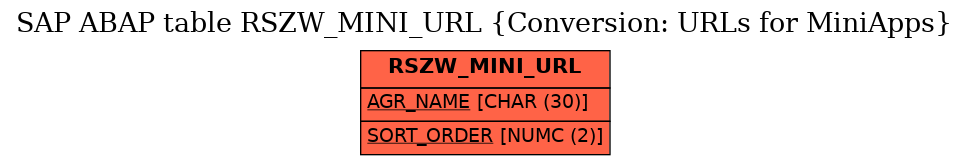 E-R Diagram for table RSZW_MINI_URL (Conversion: URLs for MiniApps)