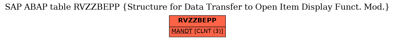 E-R Diagram for table RVZZBEPP (Structure for Data Transfer to Open Item Display Funct. Mod.)