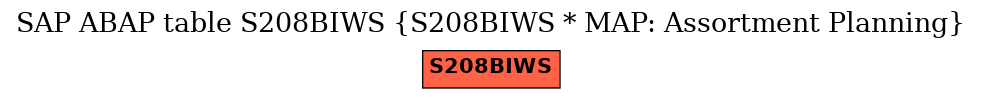 E-R Diagram for table S208BIWS (S208BIWS * MAP: Assortment Planning)