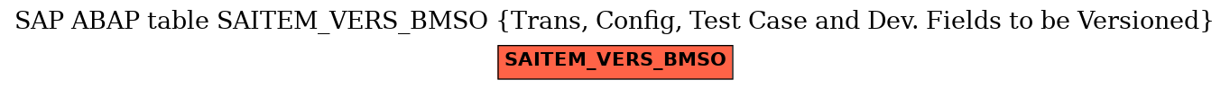 E-R Diagram for table SAITEM_VERS_BMSO (Trans, Config, Test Case and Dev. Fields to be Versioned)