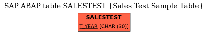 E-R Diagram for table SALESTEST (Sales Test Sample Table)