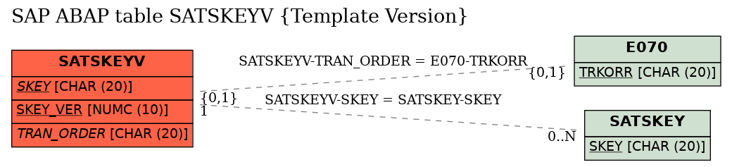 E-R Diagram for table SATSKEYV (Template Version)