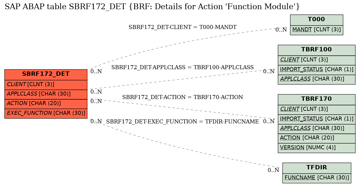 E-R Diagram for table SBRF172_DET (BRF: Details for Action 