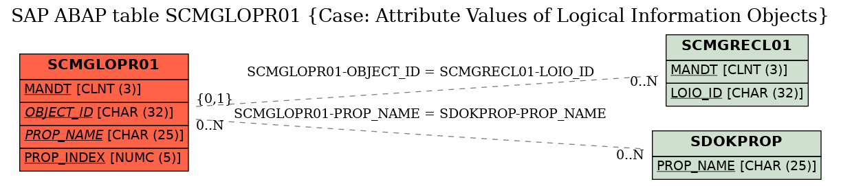 E-R Diagram for table SCMGLOPR01 (Case: Attribute Values of Logical Information Objects)