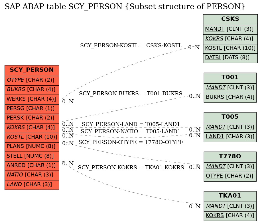 E-R Diagram for table SCY_PERSON (Subset structure of PERSON)
