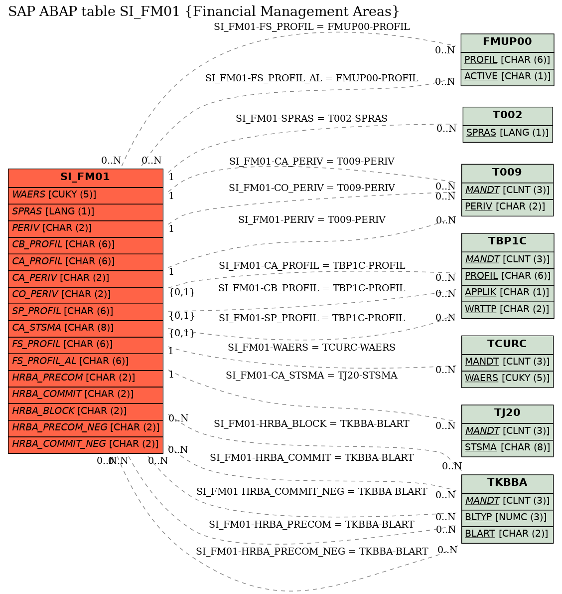 E-R Diagram for table SI_FM01 (Financial Management Areas)