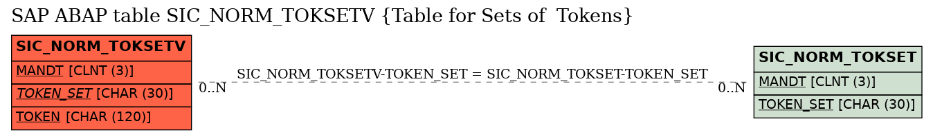 E-R Diagram for table SIC_NORM_TOKSETV (Table for Sets of  Tokens)