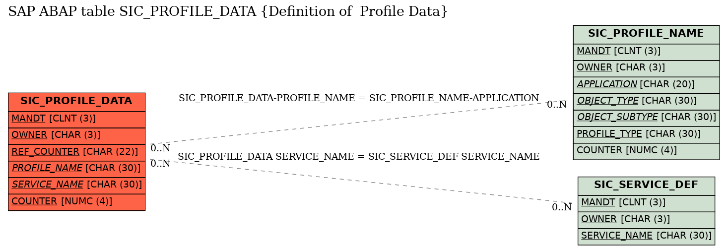 E-R Diagram for table SIC_PROFILE_DATA (Definition of  Profile Data)