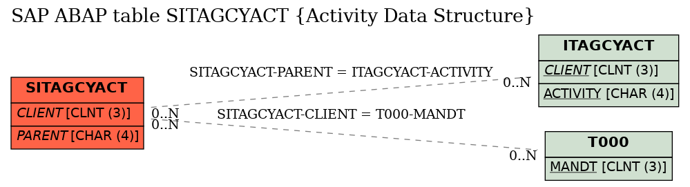 E-R Diagram for table SITAGCYACT (Activity Data Structure)