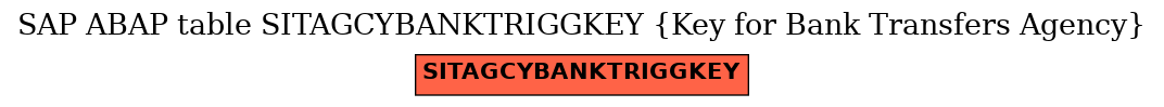 E-R Diagram for table SITAGCYBANKTRIGGKEY (Key for Bank Transfers Agency)