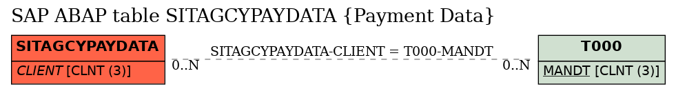 E-R Diagram for table SITAGCYPAYDATA (Payment Data)