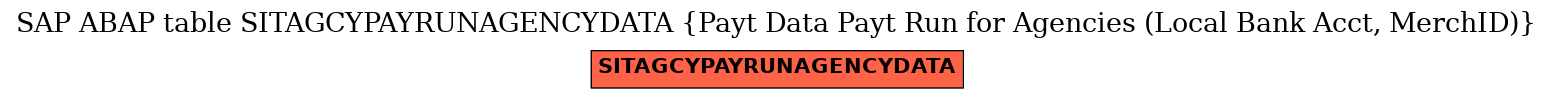 E-R Diagram for table SITAGCYPAYRUNAGENCYDATA (Payt Data Payt Run for Agencies (Local Bank Acct, MerchID))